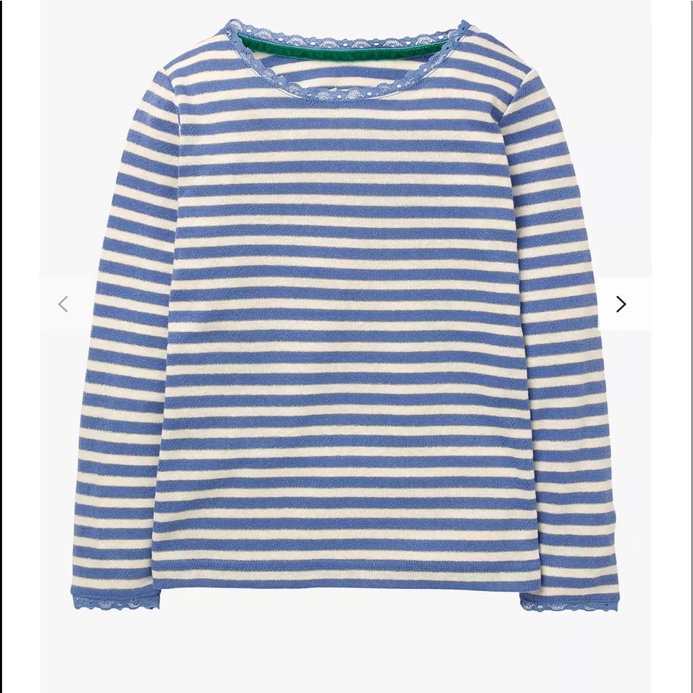 Mini Boden Supersoft Pointelle T-shirt 4-5Y blue stripes